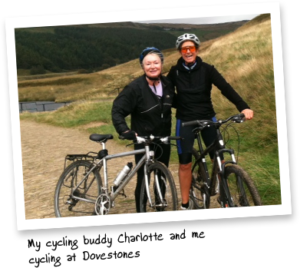 My cycling buddy Charlotte and me