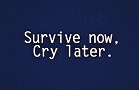 Survive now. Cry later.